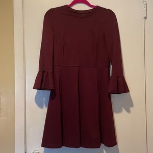 Kate Spade Burgundy Bell Sleeve Ponte Dress
